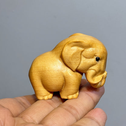 Handcrafted Wood Elephant Figurine