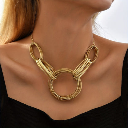 Geometric Interlocking Ring Necklace