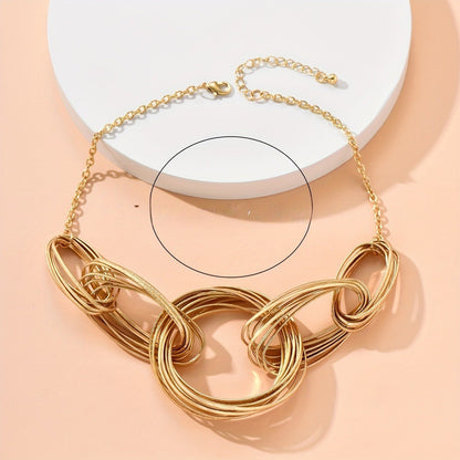 Geometric Interlocking Ring Necklace