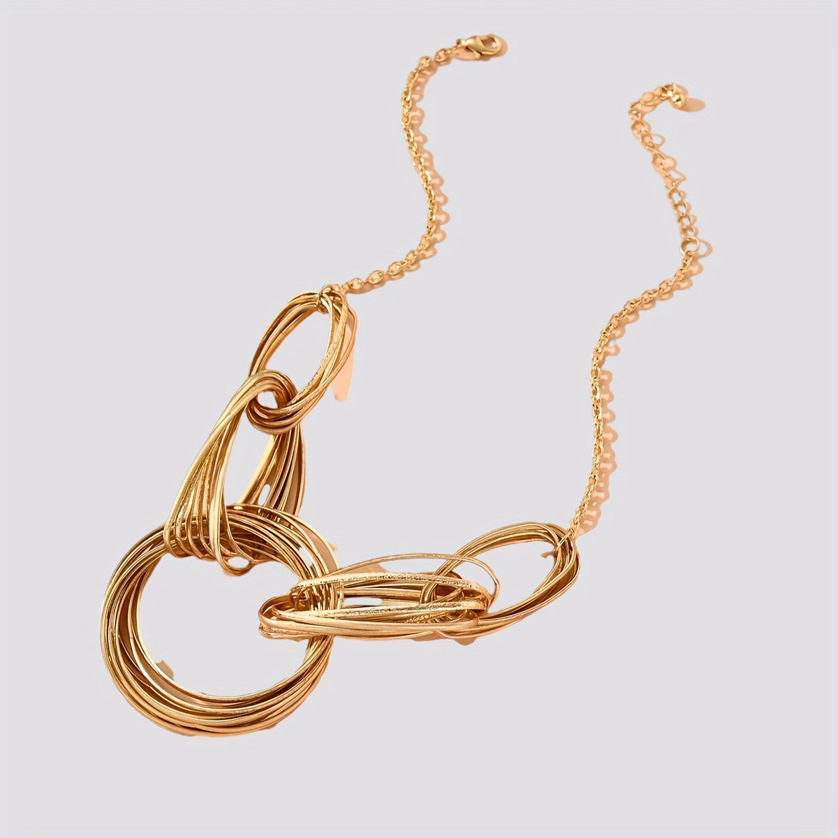 Geometric Interlocking Ring Necklace