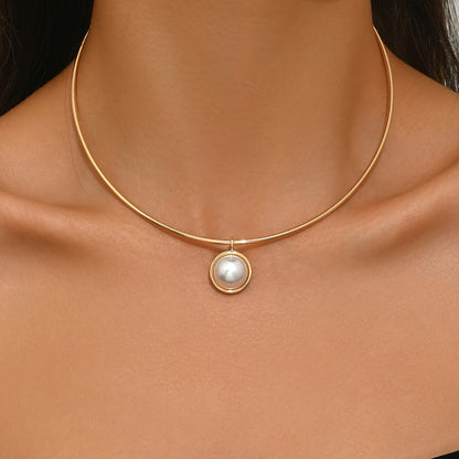 Pearl Circle Choker Necklace