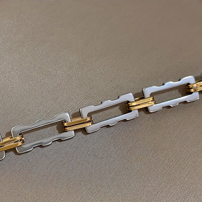Two-Tone Geometric Link Bracelet