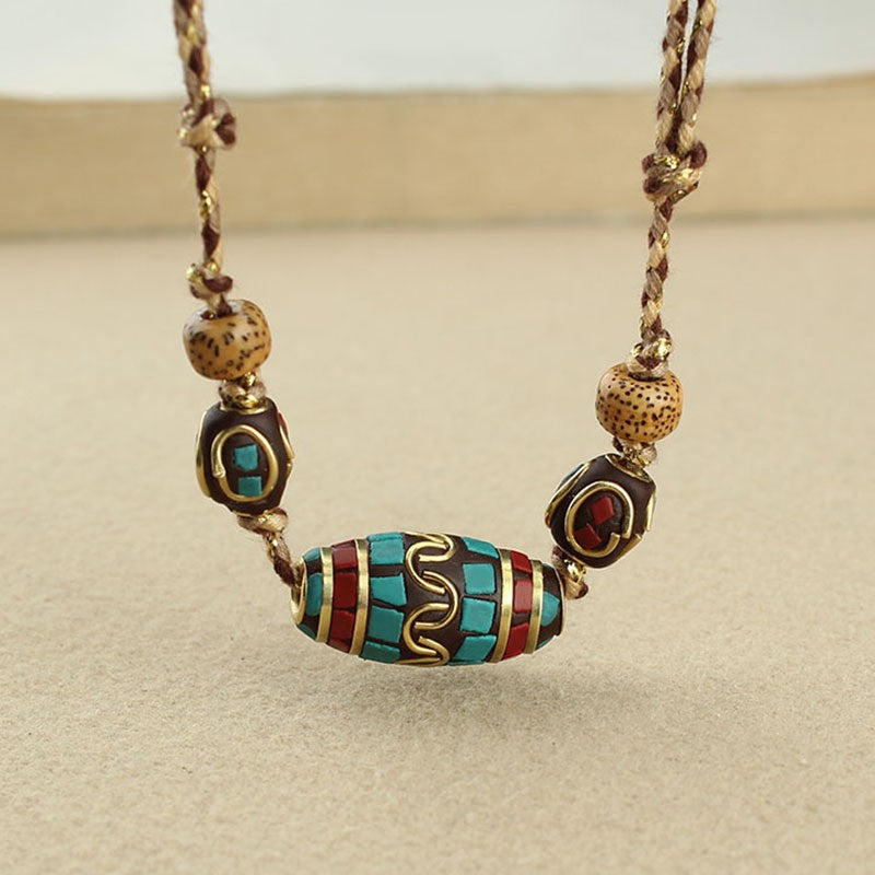Turquoise Mosaic Floral Necklace