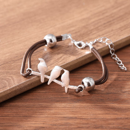 Three Birds Leather Bracelet