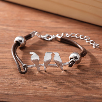 Three Birds Leather Bracelet