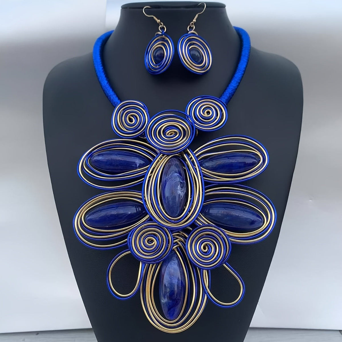 Colorful Wire Spiral Necklace & Earring Set