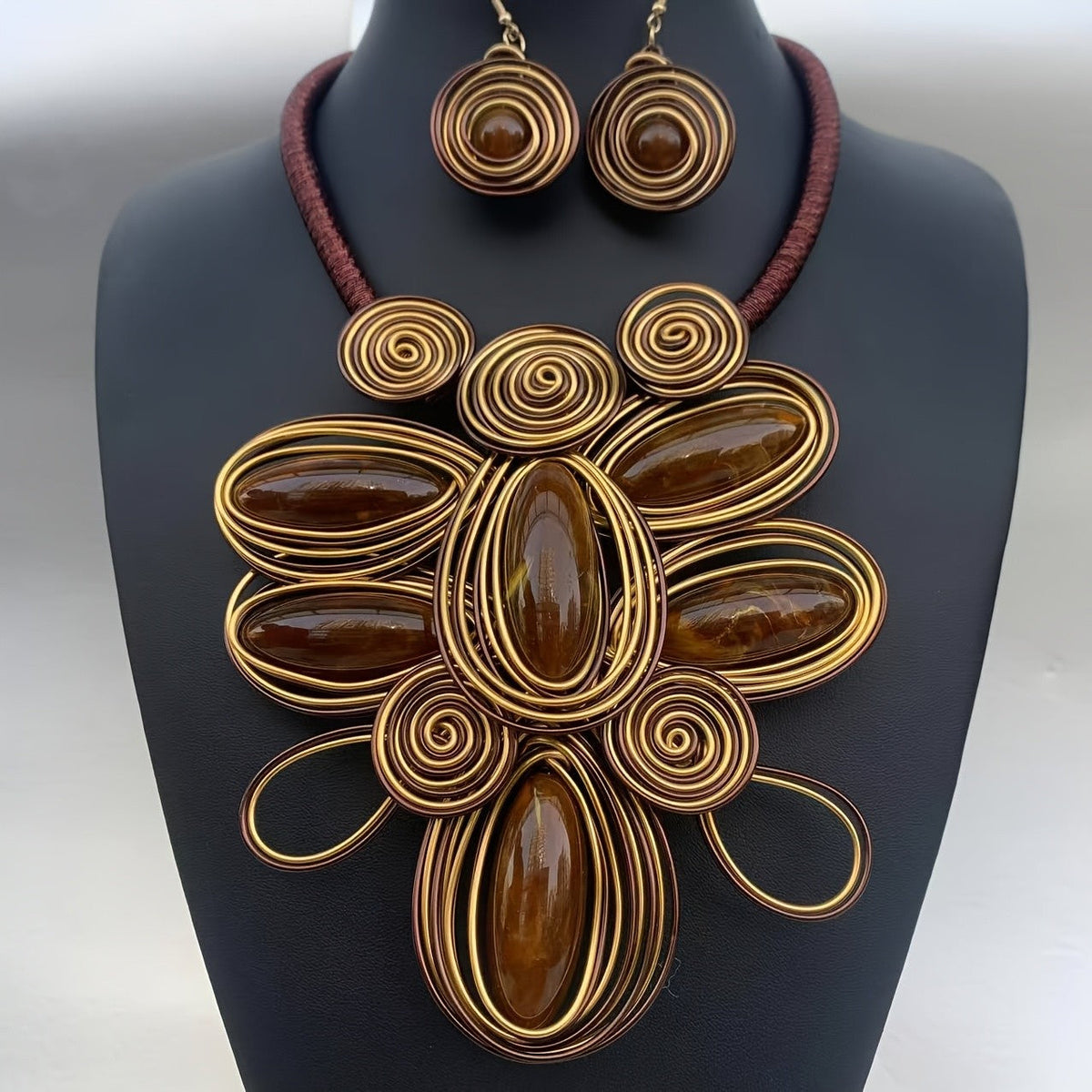 Colorful Wire Spiral Necklace & Earring Set