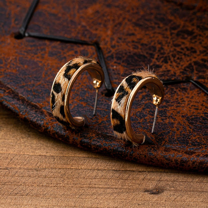 Fuzzy Leopard C-Hoop Earrings