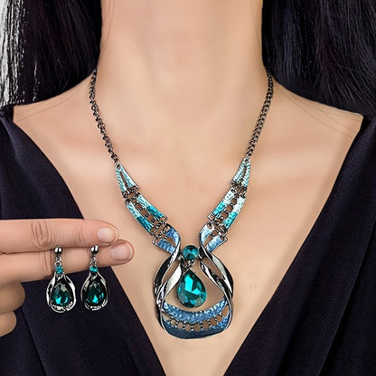Blue Teardrop Statement Jewelry Set