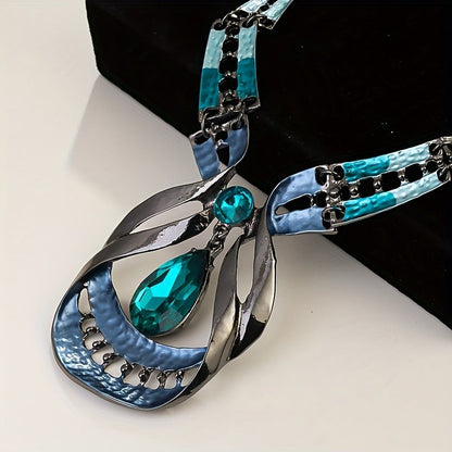 Blue Teardrop Statement Jewelry Set