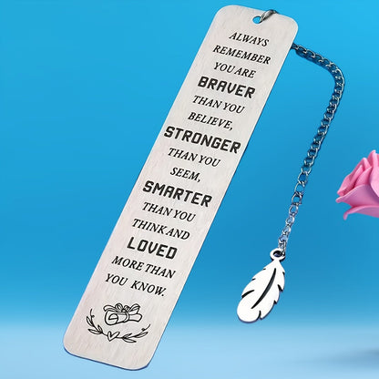Heart Inspirational Feather Bookmark