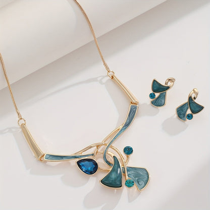 Blue Leaf Statement Jewelry Set