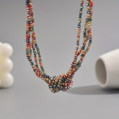 Multi-Strand Crystal Knot Necklace