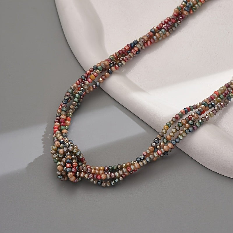 Multi-Strand Crystal Knot Necklace