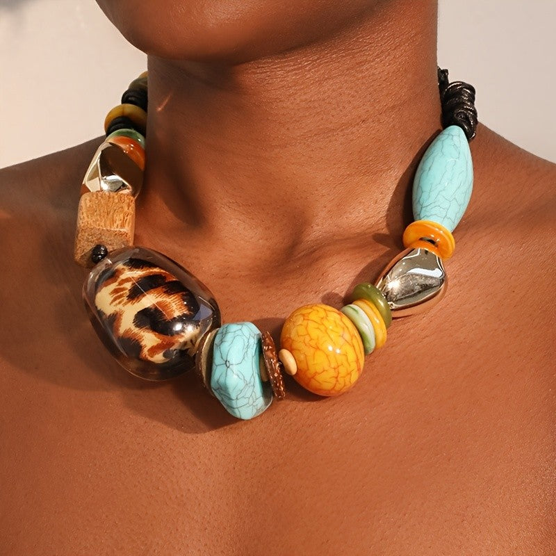 Leopard & Turquoise Statement Necklace