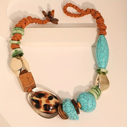 Leopard & Turquoise Statement Necklace