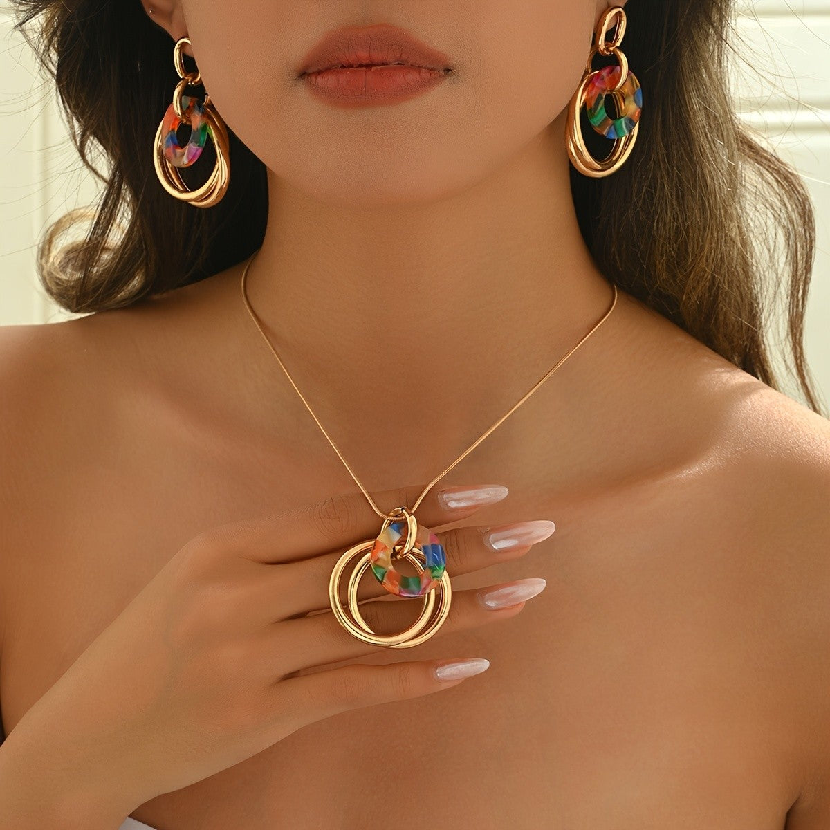 Multicolor Circle Jewelry Set