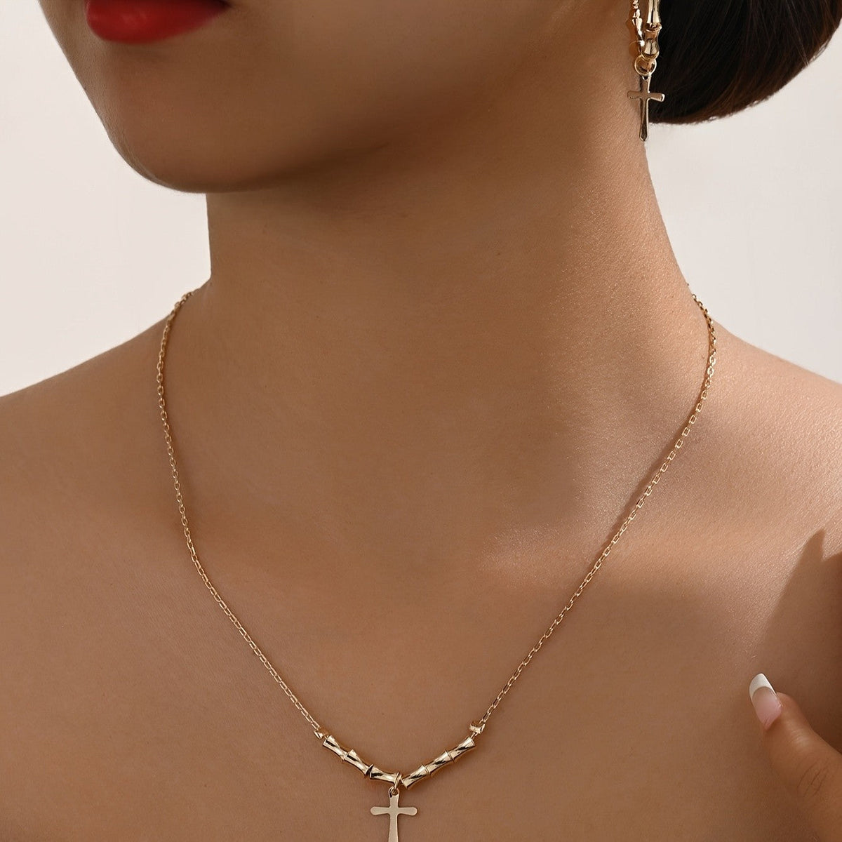 Bamboo Cross Jewelry Set