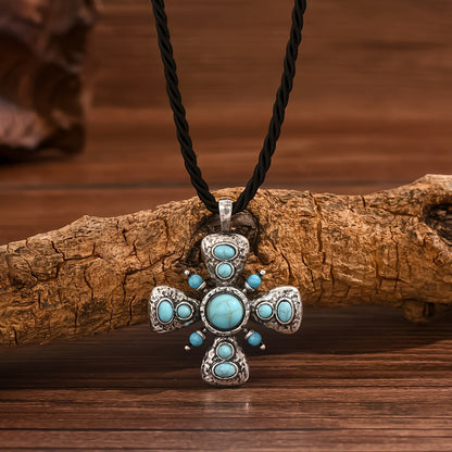 Turquoise Cross Pendant Necklace