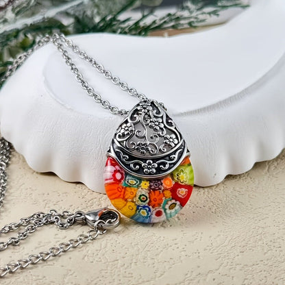Floral Glass Dome Necklace