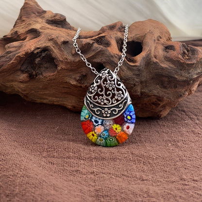 Floral Glass Dome Necklace
