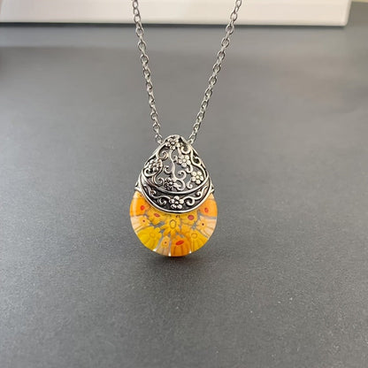 Floral Glass Dome Necklace