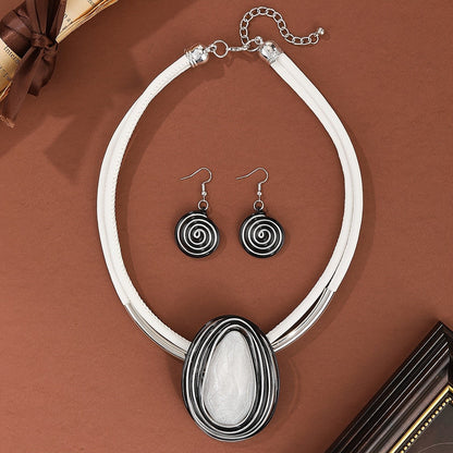 Spiral Oval Necklace & Earring Set