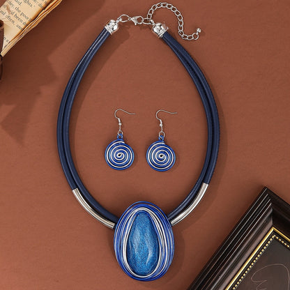 Spiral Oval Necklace & Earring Set