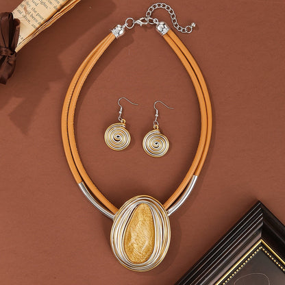 Spiral Oval Necklace & Earring Set