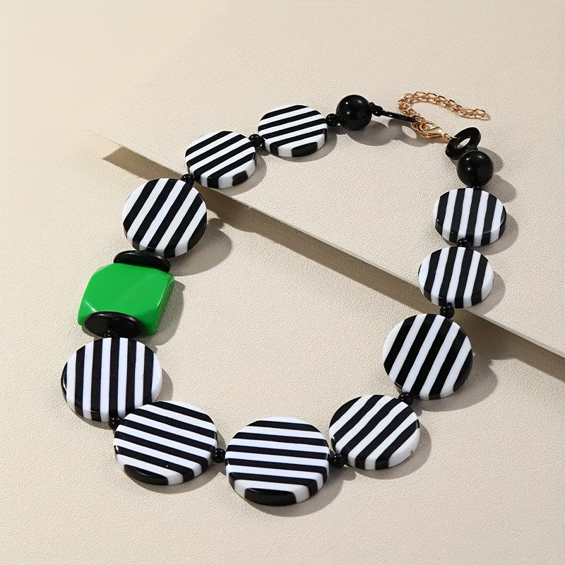 Striped Resin Statement Necklace