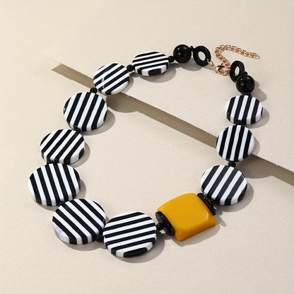Striped Resin Statement Necklace