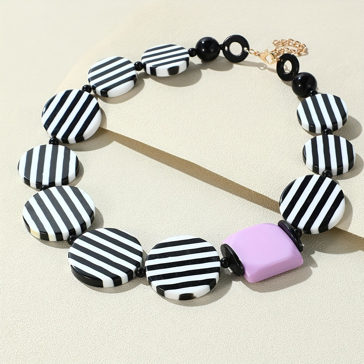 Striped Resin Statement Necklace