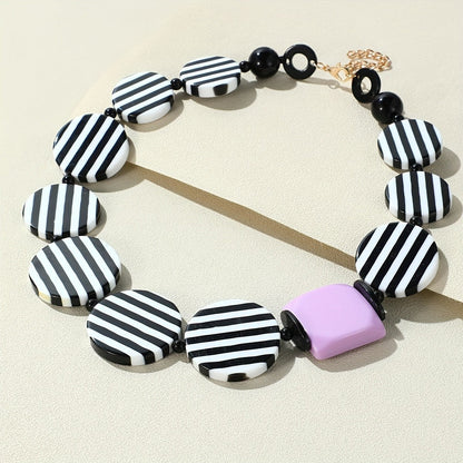 Striped Resin Statement Necklace
