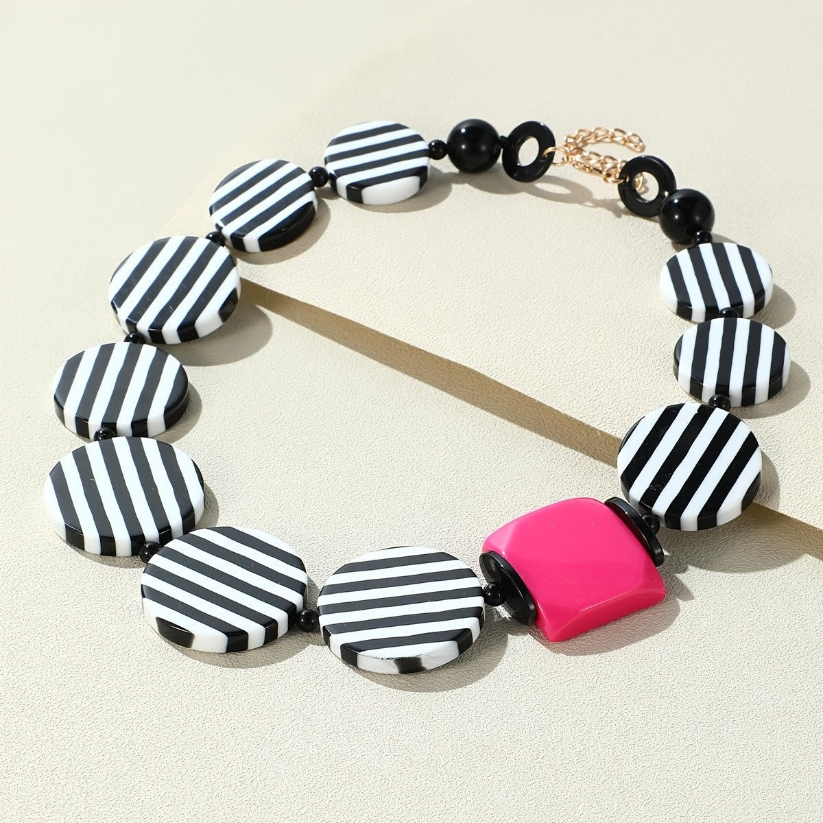Striped Resin Statement Necklace