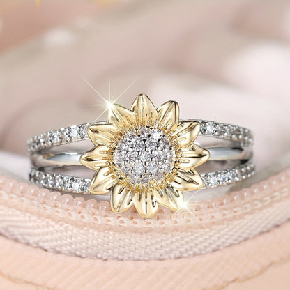 Sunflower Crystal Wrap Ring