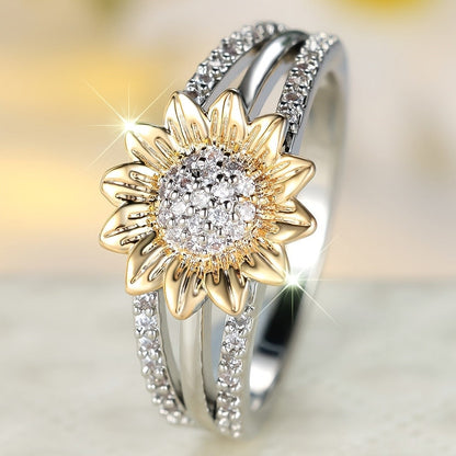 Sunflower Crystal Wrap Ring
