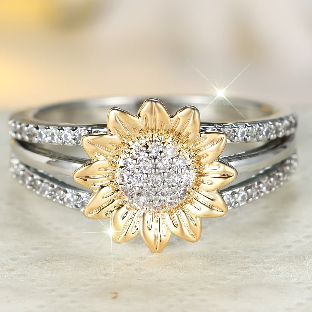 Sunflower Crystal Wrap Ring