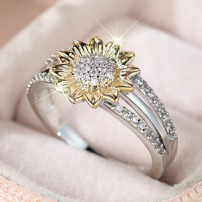 Sunflower Crystal Wrap Ring