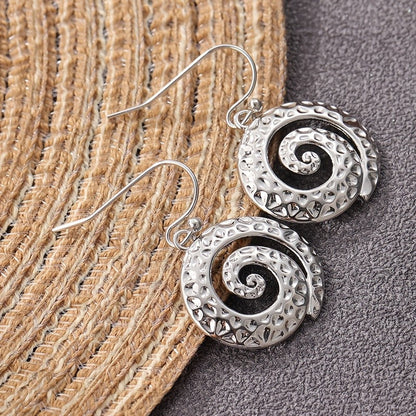 Hammered Spiral Drop Earrings