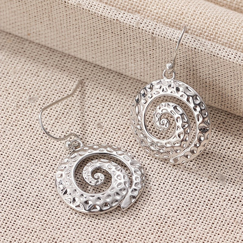 Hammered Spiral Drop Earrings