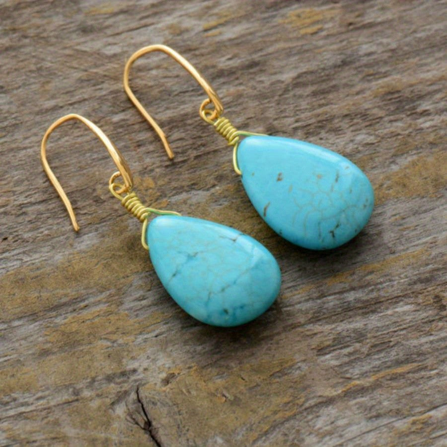 Natural Turquoise Drop Earrings