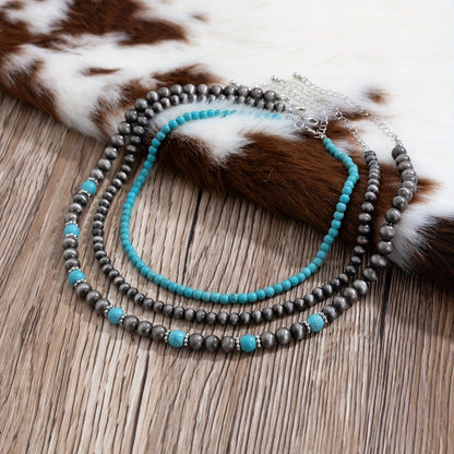 Turquoise & Silver-Tone Layered Necklace Set