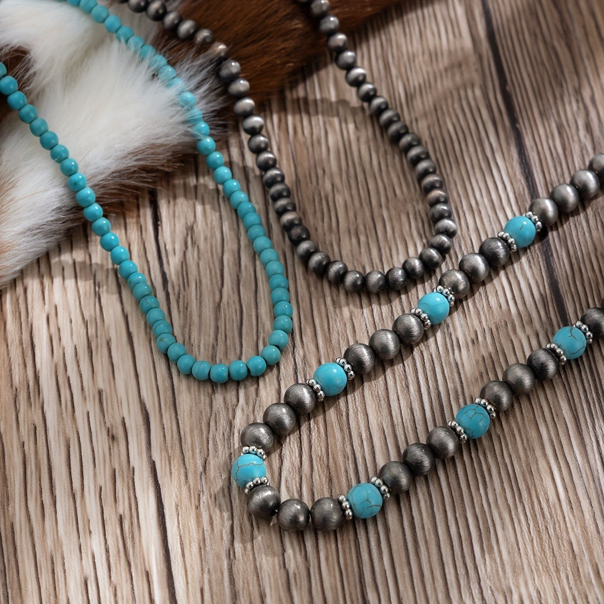 Turquoise & Silver-Tone Layered Necklace Set