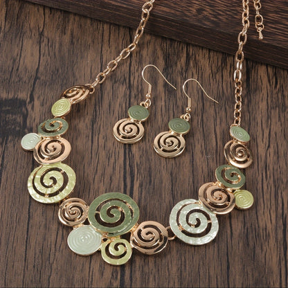 Abstract Spiral Necklace & Earring Set