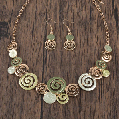 Abstract Spiral Necklace & Earring Set