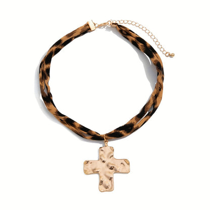 Leopard Print Scarf Heart Pendant
