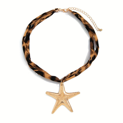 Leopard Print Scarf Heart Pendant