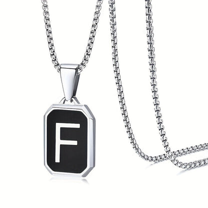 Black Octagon Initial Necklace