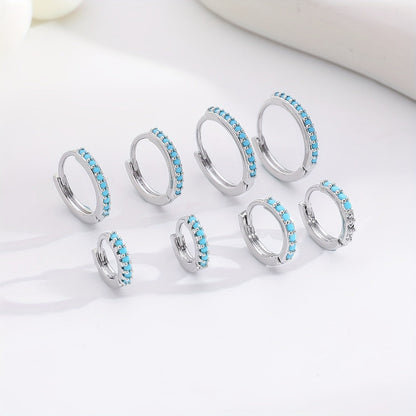 Turquoise Stone Hoop Earring Set
