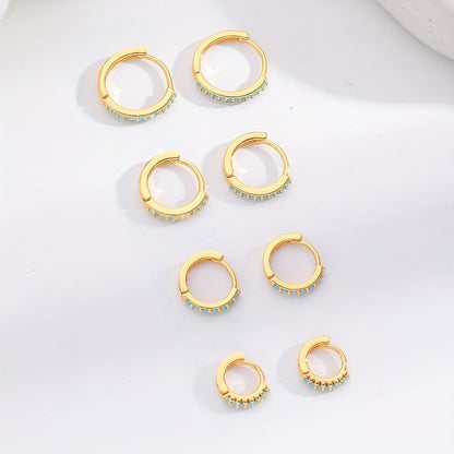 Turquoise Stone Hoop Earring Set